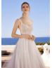 Scoop Neck Ivory Beaded Lace Glitter Tulle Dazzling Wedding Dress